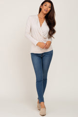 Oatmeal Long Sleeve Wrap Nursing Top