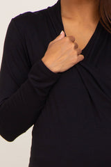 Black Long Sleeve Wrap Maternity Nursing Top