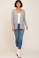 Heather Grey Waffle Knit Button Down Top