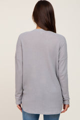 Heather Grey Waffle Knit Button Down Maternity Top