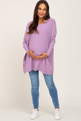 Light Mauve Pocketed Dolman Sleeve Maternity Top