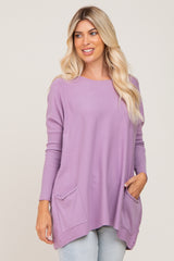 Light Mauve Pocketed Dolman Sleeve Maternity Top