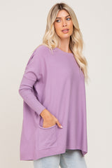 Light Mauve Pocketed Dolman Sleeve Top