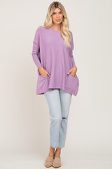 Light Mauve Pocketed Dolman Sleeve Top