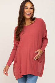 Dark Pink Pocketed Dolman Maternity Top