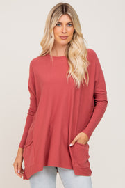 Dark Pink Pocketed Dolman Top