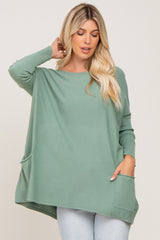 Light Olive Pocketed Dolman Top