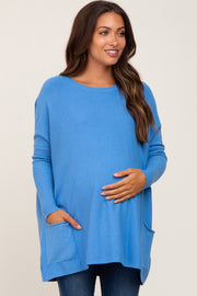 Aqua Pocketed Dolman Maternity Top