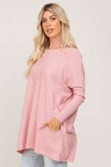 Pink Pocketed Dolman Top