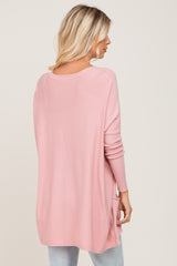 Pink Pocketed Dolman Top