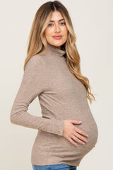 Mocha Mock Neck Maternity Knit Top