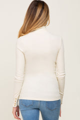 Cream Mock Neck Maternity Knit Top