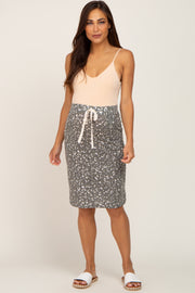 Olive Animal Print Front Tie Accent Maternity Skirt