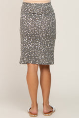 Olive Animal Print Front Tie Accent Maternity Skirt