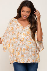 Sage Floral Short Ruffle Sleeve Maternity Blouse