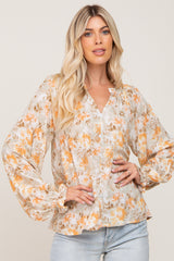 Sage Floral Long Sleeve Maternity Blouse