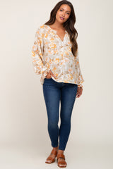 Sage Floral Long Sleeve Maternity Blouse