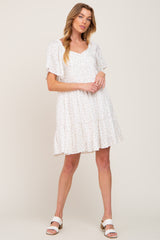 White Coral Floral Sweetheart Neckline Dress