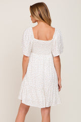 White Coral Floral Sweetheart Neckline Dress