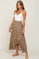 Olive Floral Ruffle Wrap Skirt