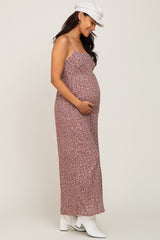 Rust Floral Sleeveless Back Tie Maternity Jumpsuit