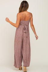 Rust Floral Sleeveless Back Tie Jumpsuit