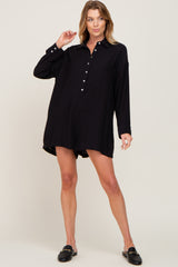 Black Collared Button Front Romper