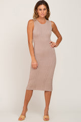 Taupe Cable Knit Midi Dress