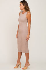 Taupe Cable Knit Midi Dress