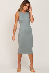 Sage Cable Knit Midi Dress