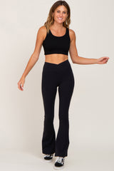 Black Crossover Waist Flare Leggings