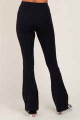 Black Crossover Waist Flare Leggings