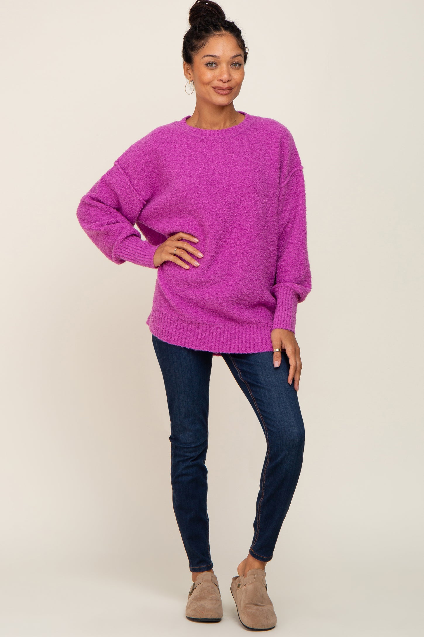 Fuzzy Knitted Sweater Pink