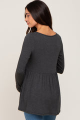 Charcoal Scoop Neck Long Sleeve Maternity Top