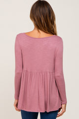 Mauve Scoop Neck Long Sleeve Top