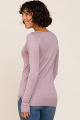 Lavender Ribbed Knit Side Slit Sweater