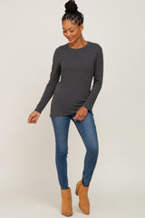 Charcoal Basic Long Sleeve Top