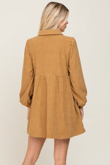 Camel Corduroy Button Down Dress