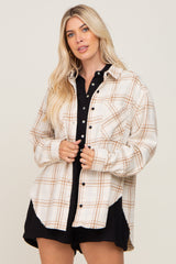 Cream Plaid Brushed Flannel Top