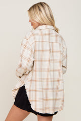 Cream Plaid Brushed Flannel Top