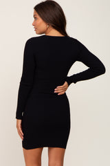 Black Knit Cutout Maternity Fitted Dress