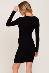 Black Knit Cutout Fitted Dress