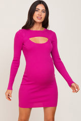 Fuchsia Knit Cutout Maternity Fitted Dress