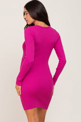 Fuchsia Knit Cutout Maternity Fitted Dress