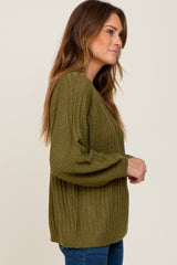 Olive Puff Sleeve Sweater