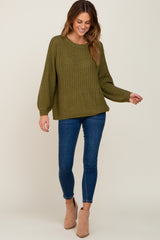 Olive Puff Sleeve Sweater