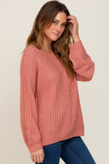 Mauve Puff Sleeve Sweater