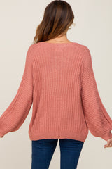 Mauve Puff Sleeve Sweater