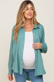 Jade Button Down Front Pocket Maternity Top