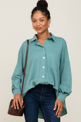 Jade Button Down Front Pocket Maternity Top